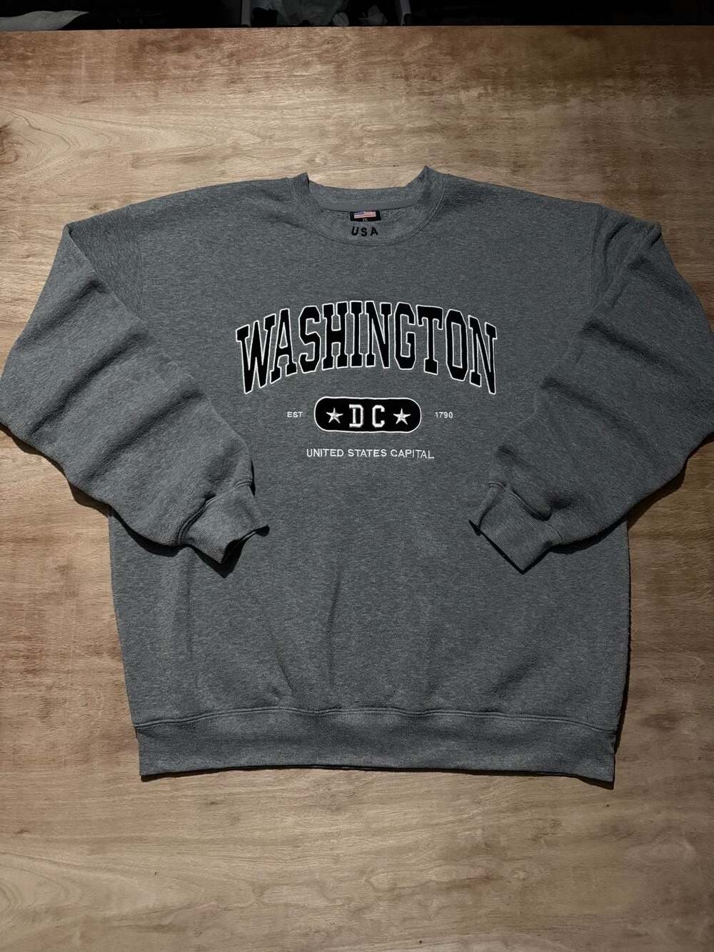 Washington DC USA Capital Embroidered Crewneck Sweatshirt XXL Varsity